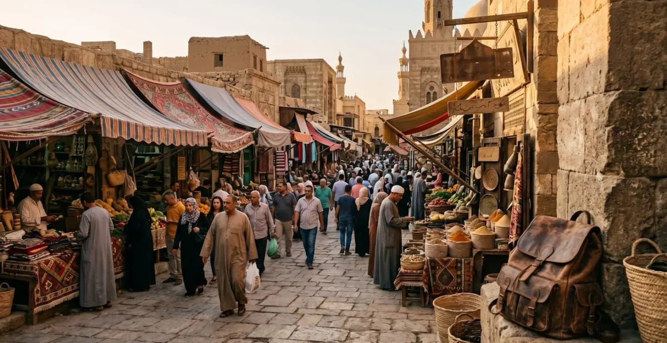 Budget traveler experiencing authentic local culture in vibrant street market setting