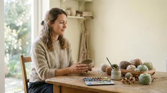 A serene and balanced representation of finding calm through mindful hobbies