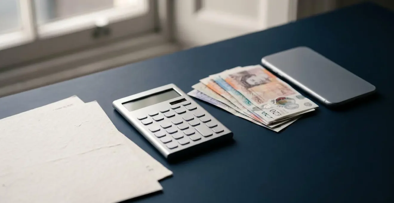 Professional composition showing UK credit score improvement journey with clean financial aesthetics